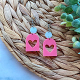 Valentines Day Arch Stainless Steel Love Heart Earrings