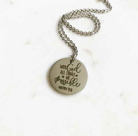 With God All Things Are Possible Necklace