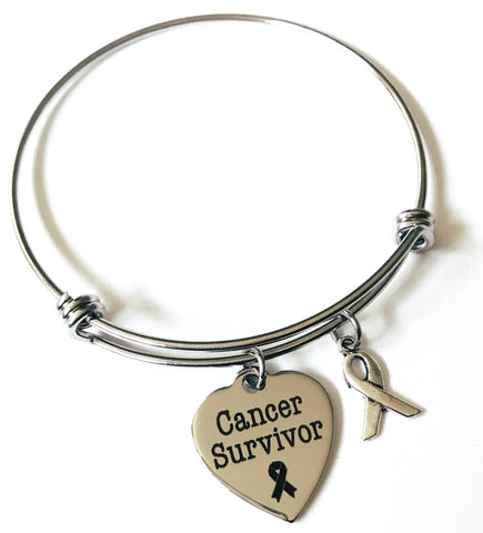 Cancer Survivor Charm Bangle Bracelet