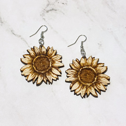 Sunflower Engraved Earrings