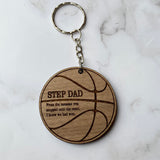 Step Dad or Bonus Dad Basketball Keychain