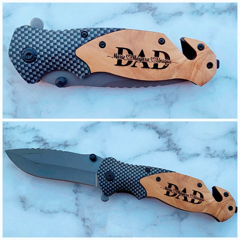 Custom Names Engraved Dad Knife
