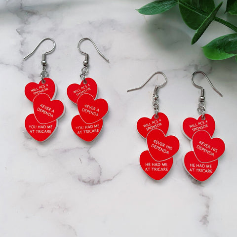 Funny “Dependent Benefits” Inspired Valentine Earrings