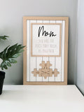 Custom Kids Names Engraved Puzzle Pieces Frame for Mom
