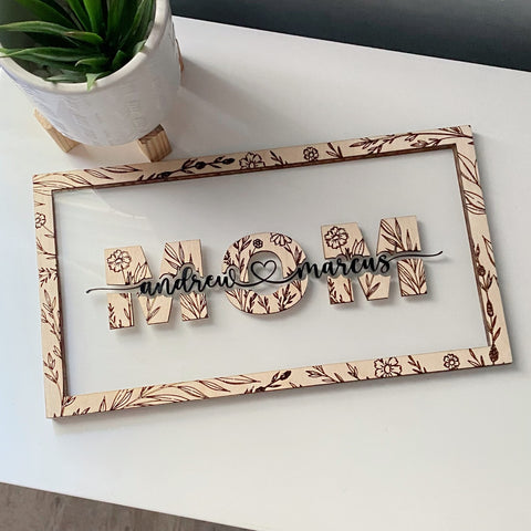 Clear Acrylic Customized Family Names Display Frame